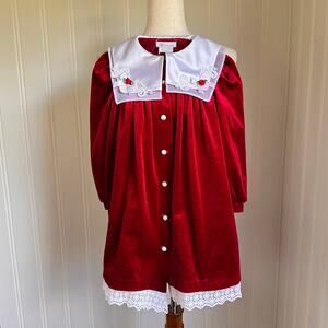 Vintage 90s Girls Red Velvet Holiday Dress 6